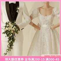Korean lace light wedding dress 2021 new super fairy bride wedding out of yarn simple temperament welcome dress skirt woman
