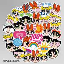 40 flying small policewomen cartoon stickers computer decoration waterproof small pattern electric motorcycle helmet decal