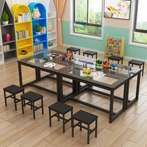 Tempered glass painting table art table kindergarten primary school desks and chairs hosting training studio drawing table handmade table