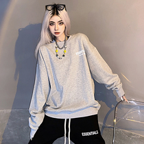 FOG double line ESSENTIALS spring and autumn High Street wind lovers Tide brand INS loose solid color round neck sweater men and women
