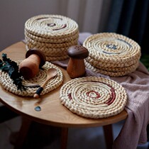 {Clearance 12 9 yuan 10 pieces} Japanese straw cotton mat coaster bowl pad cushion heat insulation mat woven cotton thread placemat