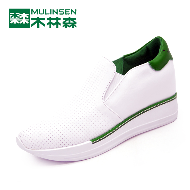 Mulinsen Women's Shoes Hot Selling Spring Style Trend Korean Edition Increased Casual Shoes Leather Fashion Women's Muffin Shoes Overhang