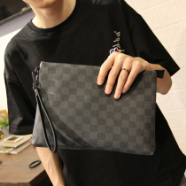 Genuine leather handbag male plaid envelope Bull Leather Hand Grab Documents Bag 10 Inch Business Casual Mens Bag Neutral Office Bag