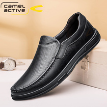 German camel dynamic mens shoes autumn mens leather casual leather shoes head layer cowhide feet middle-aged dad shoes