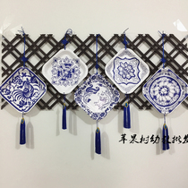 Kindergarten primary school classroom decorations Blue and white porcelain paper plate ethnic style retro pendant Chinese romantic Su charm