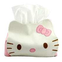 Cartoon cute leather tissue paper suction tissue cover tissue tube tissue box hello kitty car