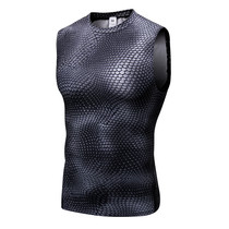 Mens 3D three-dimensional print fitness running sports vest tight elastic shoulder vest quick-drying clothes summer models