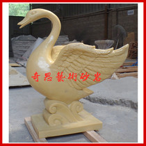 Sandstone swan fountain sculpture European-style relief background three-dimensional wall painting outdoor waterscape decoration factory direct sales