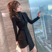 Niche design sense temperament celebrities thin Annual Meeting banquet black suit dress skirt dress dress women autumn and winter