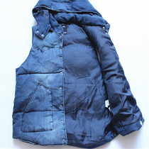 Export mens autumn and winter style Daily single vintage plus cotton denim vest cotton water wash cotton sleeveless shoulder coat