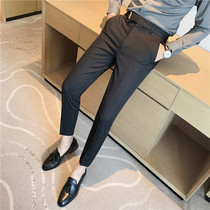 Rich bird striped British trousers mens small feet nine-point pants are thin and slim business casual hot-free mens trousers trend