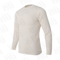 New genuine US military cold weather warm long sleeve underwear round neck cotton knitted breathable top (Milky White)