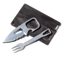 Creative multi-function saber card tool card outdoor dining knife fork travel camping card small knife fork portable light equipment