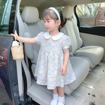 Girls doll collar dress 2021 summer new foreign style baby Korean version floral princess dress childrens skirt