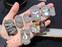 Platinum mens square card Platinum PT950 English letters square card pendant future can expect a couple of lettering men and women