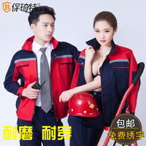 Spring and Autumn Long Sleeve Overalls Set Men Wear-resistant Auto Repair Beauty Workshop Factory Clothing 4s Shop Top Customized Labor Protective Clothing