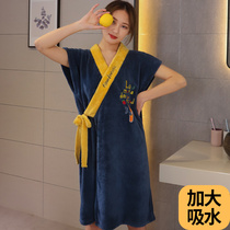 Summer bath towel women can wear can wrap household water absorption quick-drying dressing pajamas Night dress bathrobe 2021 summer new