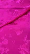 Jacquard fabric Peacock rose red deep pink jacquard imitation old satin fabric Butterfly love flower fabric