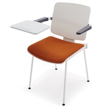 White Conference chair Pole minimalist with table plate Office chair Plastic News Reporter Chair Designer Writing Board Training Chair