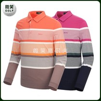 Special 2021 spring new Korean golf suit mens striped contrast color long sleeve T-shirt GOLF top