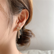 S925 sterling silver earrings 2021 new trendy fashion versatile bow earrings tassel design feel earrings earrings