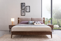 Nordic wood modern simple bed
