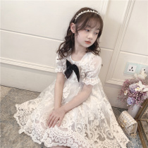 Girls dress net red childrens clothing 2021 new French high-end foreign style little girl lace dress childrens princess dress