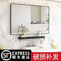 Bathroom mirror with shelf Wall self-adhesive non-perforated toilet toilet toilet washroom wall makeup