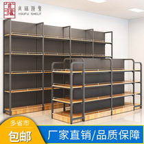 Supermarket shelves Leisure food stationery shop Maternal and child convenience boutique Steel wooden single and double-sided Nakajima cabinet wine display rack