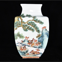 LY0791 An old collection of Qing Qianlong style pastel deer pattern square bottle