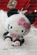 Austrian Crystal plaster Japan hello kitty cross-dressing panda 2 bag hanging pendant