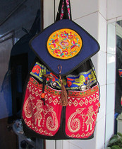 Ethnic Fengyun Nanda Lijiang original backpack handmade snake pattern bucket bag retro embroidered satchel