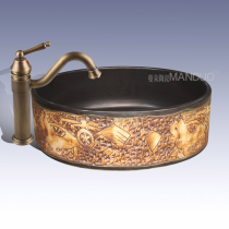 Hand wash basin Wash basin High-grade personalized sanitary ware Relief carving art ceramic hand wash basin