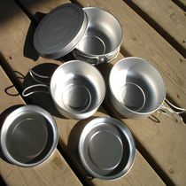 Outdoor portable aluminum dish set travel picnic tableware camping equipment family set Bowl folding handle