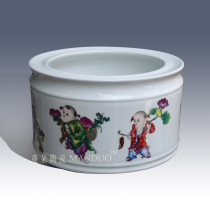 High-grade ceramic large pen holder Straight tube vase flower culture study decoration pendulum pen holder M three