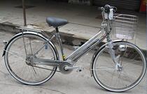Export Japanese bicycle Kawasaki Fuji brand eight-speed manganese steel. Induction lamp stainless steel basket 26 inches