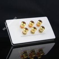 Silver side 120 type three position speaker socket audio wall socket panel multimedia surround speaker socket
