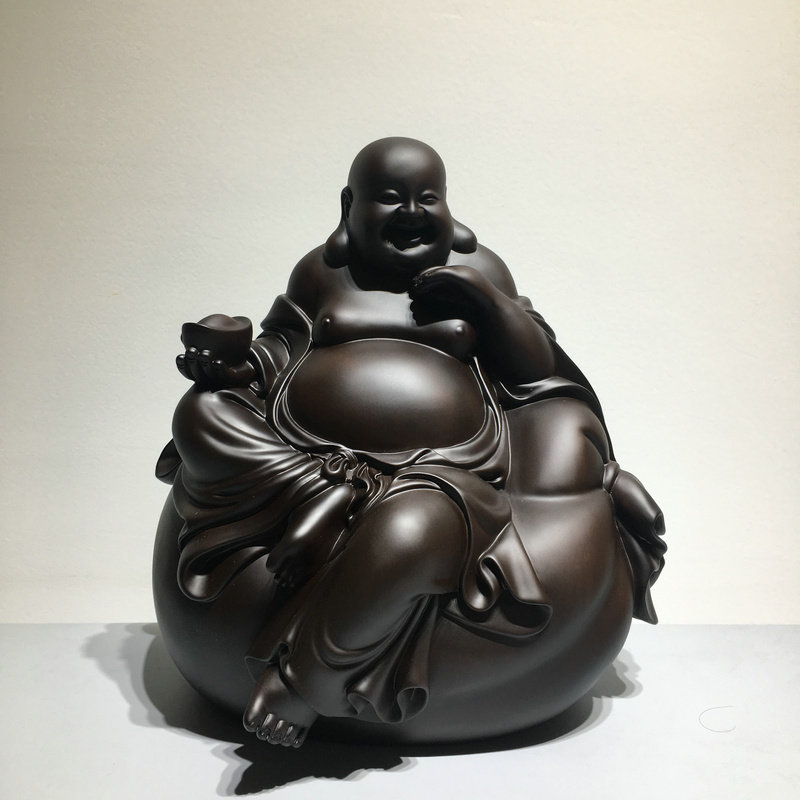 Cloth bag sitting Milford set piece laughing Buddha belly Buddha wealth god ebony carving crafts set home crafts