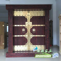YQ179 solid wood gate Chinese retro Villa double Open Door old elm antique courtyard pear Tea House rural door
