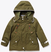 Korean brand childrens clothing spring and autumn boy army green removable hat windbreaker jacket