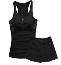 Incognito fitness sports skirt suit Chest pad sleeveless vest Culottes suit Women badminton tennis suit