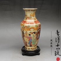 Jingdezhen Ceramic Imitation pastel Lady six-sided beauty porcelain bottle maid vase home decoration retro ornaments