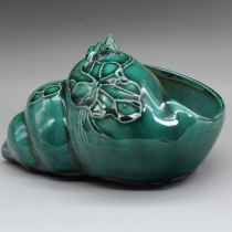Qing Guangxu Peacock green spiral ashtray Antique porcelain antique antique ornaments Old antique