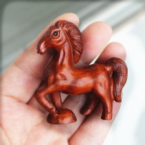 Eight Junlong peach Trojan Trojan small ornaments pendant handlewood carved horse zodiac red wooden horse 12 Zodiac Pendant