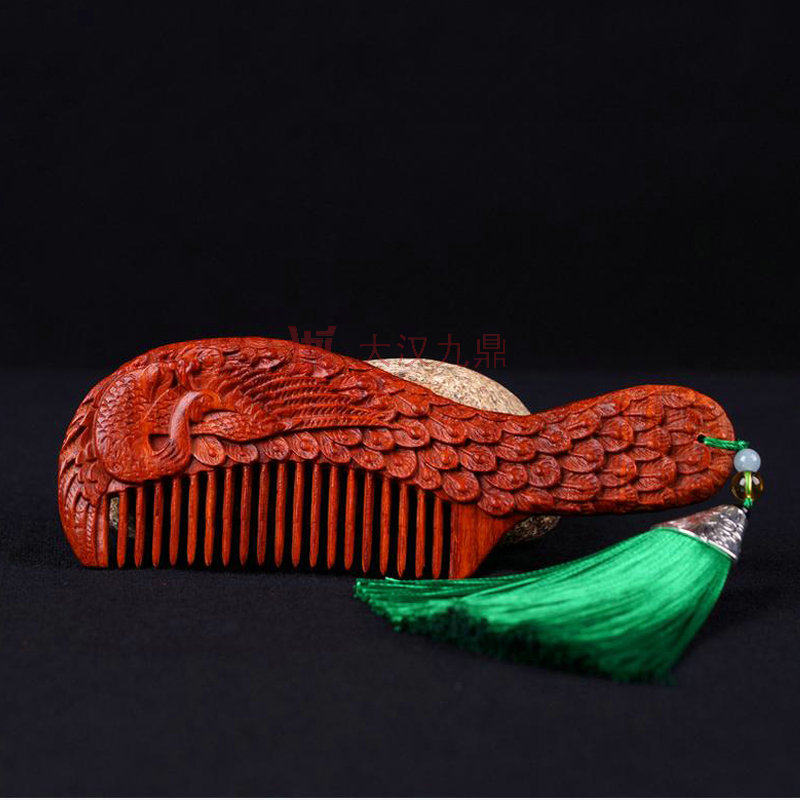 Small leaf eucalyptus (peacock wood comb) craft wood comb anti-static wood comb redwood wood carving head comb