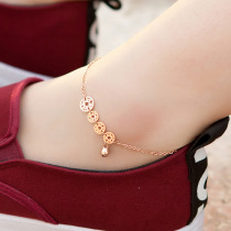 South Korea 18K Rose Golden Bell Footchain Children Japanese Korean version of simple personality retro student accessories sexy