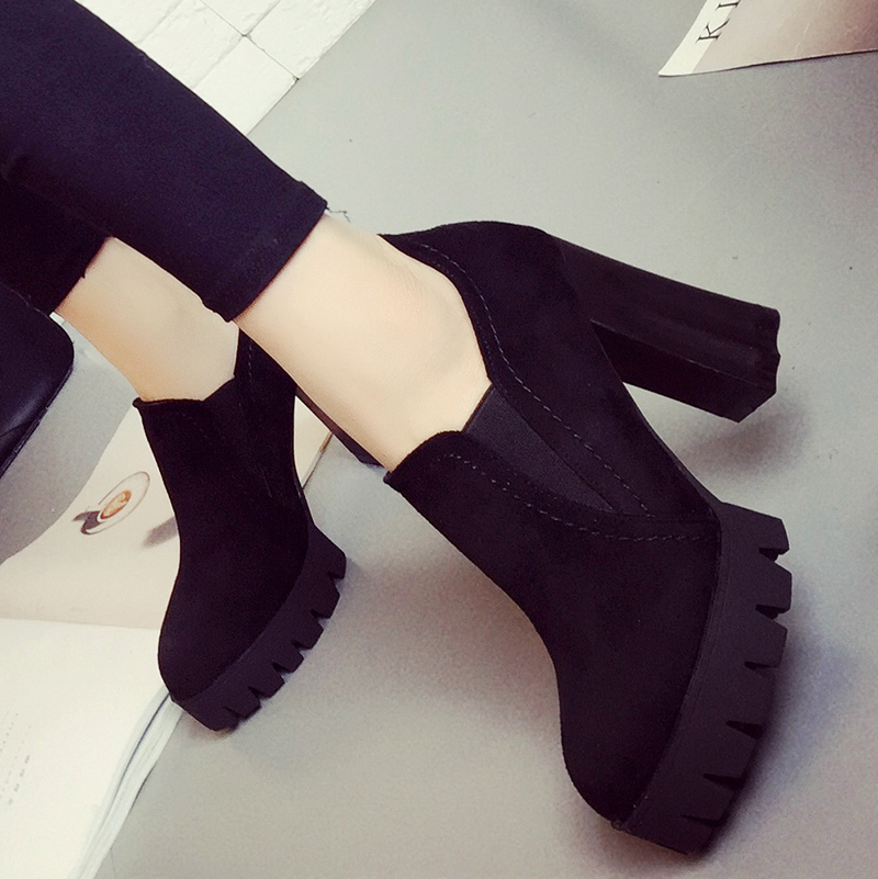 Kids of Boots Shoes Fall and Winter 2019 New Korean Edition Coarse-heeled High-heeled Chic Martin Boots Fashion Women's Shoes