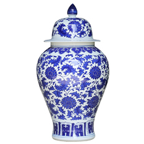 Jingdezhen ceramic antique blue and white storage tank General tank candy jar sealed tank living room decoration home accessories