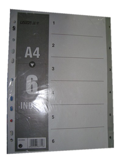 Yuansheng US-006A sub-paper 11 holes 6 pages of plastic index paper A4 6 pages of paged paper classification card classification paper