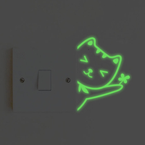 Full luminous wall sticker childrens room bedroom classroom bathroom switch sticker kindergarten glowing self-adhesive sideways cat